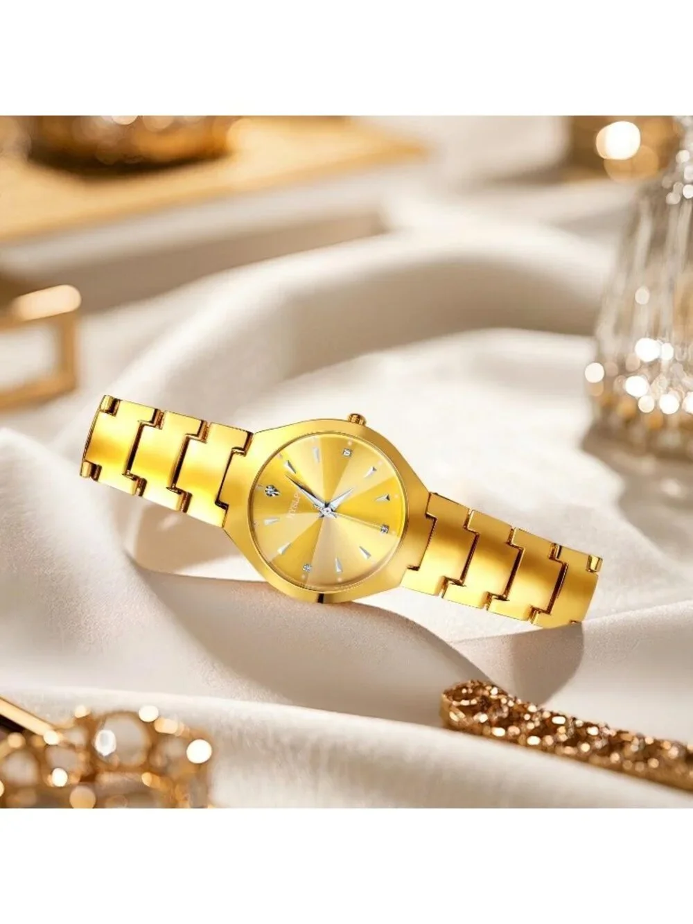 Women's Gold Analog Quartz Simple Design Band Adjustment Water Resistant Watch